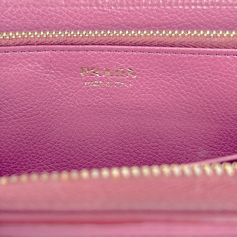 Authentic Prada Saffiano Vernice Leather Bow Zip Wallet-Pink - Picture 10 of 14